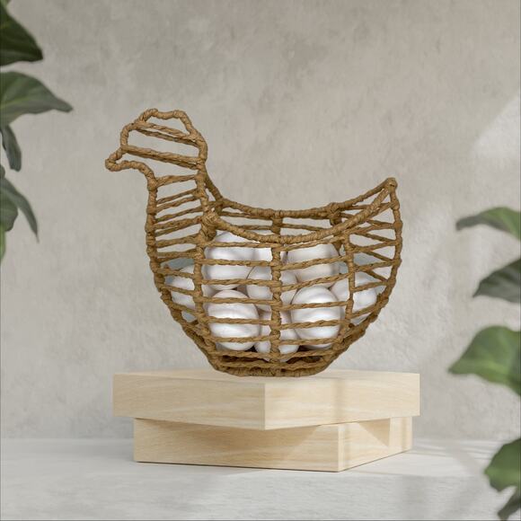 Woven Hen Basket New Without Tags - Picture 8 of 8